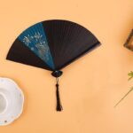 Buddha Stones Hibiscus Flower Plum Blossom Handheld Bamboo Folding Fan 6