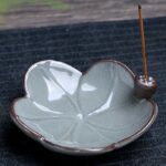 Buddha Stones Lotus Plum Blossom Square Ceramic Spiritual Backflow Incense Burner Incense Burner BS 11