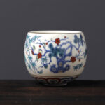 Buddha Stones Vintage Plum Blossom Pine Bamboo Phoenix Kirin Lion Dancing Ceramic Teacup Tea Cups Cup BS Plum Blossom Pine Bamboo(5.8cm*5.5cm*95ml)