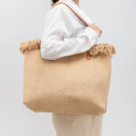 Buddha Stones Large Capacity Solid Color Tassel Canvas Tote Shoulder Bag Shoulder Bag BS 5