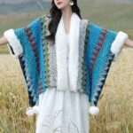 Buddha Stones Tibetan Multicolored Wavy Lines Knitted Striped Shawl Coat Winter Cozy Travel Scarf Wrap Tibetan Shawl BS 9