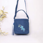Buddha Stones Embroidery Wisteria Plum Lotus Cherry Blossom Cotton Linen Canvas Tote Crossbody Bag Shoulder Bag Handbag Crossbody Bag BS 5