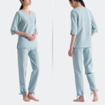 Buddha Stones Yoga Meditation Prayer V-neck Design Cotton Linen Clothing Uniform Zen Practice Women's Set Clothes BS 1