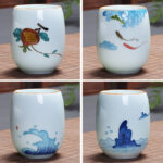 Buddha Stones Koi Fish Lotus Landscape Dandelion Peony Flower Ceramic Teacup Kung Fu Tea Cup Cup BS 26