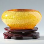 Buddha Stones Handmade Liuli Crystal Treasure Bowl Ingots Art Piece Home Decoration Decorations BS 11