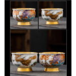 Buddha Stones Golden Eagle Auspicious Dragon Sun Ocean Waves Gilt Ceramic Teacup Kung Fu Tea Cup Cup BS 12