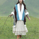 Buddha Stones Tibetan Multicolored Wavy Lines Knitted Striped Shawl Coat Winter Cozy Travel Scarf Wrap Tibetan Shawl BS 12