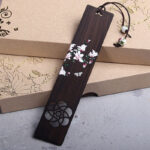 Buddha Stones Butterfly Flower Ebony Wood Bookmarks With Gift Box Bookmarks BS Ebony White Butterfly Flower