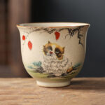 Buddha Stones 12 Chinese Zodiac Ceramic Teacup Kung Fu Tea Cup 130ml Cup BS Dog 7.2cm*6cm*130ml