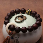 Buddha Stones Tibetan Bodhi Seed Agate Bead Luck Wealth Tassel Charm Wrist Mala Wrist Mala BS 8