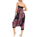 Buddha Stones Two Style Wear Sunflower Loose Smocked Harem Trousers Jumpsuit High Waist Pants Harem Pants BS 6