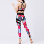 Buddha Stones 2Pcs Sunflower Flowers Leaves Print Top Pants Sports Fitness Yoga Women's Yoga Sets Women's Yoga Sets BS 41