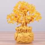Buddha Stones Natural Citrine Money Tree Gemstone Ornament - Feng Shui for Prosperity Decoration BS 8