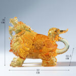 Buddha Stones Feng Shui Dragon Turtle Handmade Liuli Crystal Art Piece Home Office Decoration Decorations BS Gold Medium