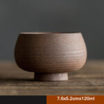 Buddha Stones Handcrafted Retro Brown Ceramic Teacup Kung Fu Tea Cup Cup BS 7.6x5.2cmx120ml