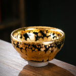 Buddha Stones 24K Gold Spot Pattern Chinese Jianzhan Ceramic Teacup Kung Fu Tea Cup Bowl With Gift Box Jian Zhan Tea Cup BS 8