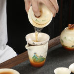 Buddha Stones Mountain Landscape Countryside Ceramic Gaiwan Sancai Teacup Kung Fu Tea Cup And Saucer With Lid Cup BS 6