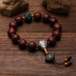 Buddha Stones Tibetan Bodhi Seed Agate Bead Luck Wealth Tassel Charm Wrist Mala Wrist Mala BS 6