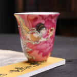 Buddha Stones Dunhuang Color Flying Apsaras Teacup Kung Fu Tea Cup Cup BS Dunhuang Flying Apsaras Pink 6.7cm*7.2cm*100ml