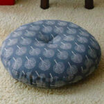 Buddha Stones Lotus Simple Pattern Linen Meditation Seat Cushion Home Living Room Decoration Decorations buddhastoneshop Detachable 40cm*10cm LightSteelBlue