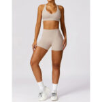 Buddha Stones Gym Sports Yoga Backless Bra Crop Tank Top Breathable Shorts 2-Piece Outfit BS 19