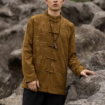 Buddha Stones Bamboo Leaves Clothing Chinese Tang Suit Jacket Coat Men Clothing Clothes BS 4