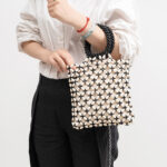 Buddha Stones Hand-woven Lozenge Wooden Beads Handbag Handbags BS 9