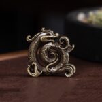 Buddha Stones Mini Auspicious Dragon Pattern Meditation Zinc Alloy Small Incense Stick Burner Incense Burner BS Bronze Dragon 4*3.7cm