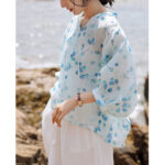 Buddha Stones Fruits Leaves Pattern Lantern Sleeve Top Loose Tee T-shirt T-shirt BS 4