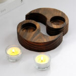 Buddha Stones Yin Yang Wood Candle Holder Meditation Rituals Use Items Candle Holder BS 4