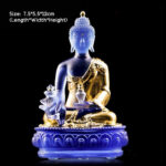 Buddha Stones Medicine Buddha Handmade Liuli Crystal Art Piece Compassion Statue Home Office Offering Decoration Decorations BS 7.5*5.5*12cm Gold Medicine Buddha