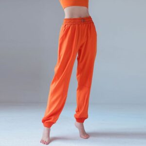 Buddha Stones High Waist Fitness Yoga Sports Jogger Track Pants With Pockets Sweatpants Track Pants BS Orange XL(Waist 80cm/Hips 114cm/Length 95.5cm)