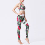 Buddha Stones 2Pcs Sunflower Flowers Leaves Print Top Pants Sports Fitness Yoga Women's Yoga Sets Women's Yoga Sets BS 6