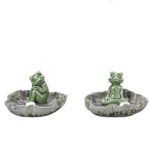 Buddha Stones Leaf Meditation Frog Pattern Healing Ceramic Incense Burner Decoration Incense Burner BS 10