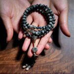 Buddha Stones 925 Sterling Silver 108 Mala Beads Eagle's Eye Stone Moonstone Positive Bracelet Mala Bracelet BS 2