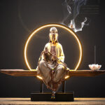 Buddha Stones Buddha Avalokitesvara Ceramic Lotus Relaxation Incense Burner Decoration Decorations Incense Burner BS 9