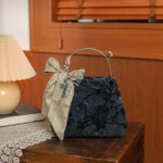 Buddha Stones Velvet Jacquard Metal Chain Crossbody Bag Handbags Crossbody Bag&Handbags BS Black 21*10*17.5cm