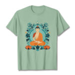 Buddha Stones Lotus Buddha Meditation Tee T-shirt T-Shirts BS PaleGreen 2XL