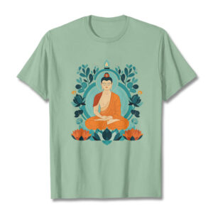 Buddha Stones Lotus Buddha Meditation Tee T-shirt T-Shirts BS PaleGreen 2XL