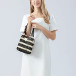 Buddha Stones Hand-woven Round Wooden Beads Handbag Shoulder Bag BS 12