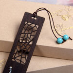 Buddha Stones Blue Peacock Ebony Wood Bookmarks With Gift Box Bookmarks BS 3