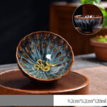 Buddha Stones Lotus Peacock Dragon Phoenix Koi Fish Ceramic Teacup Gold Silver Inlaid Tea Cups 120ml Cup BS Gold Phoenix