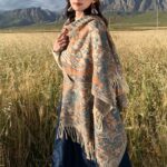 Buddha Stones Tibetan Flower Branch Tassel Shawl Cozy Travel Scarf Wrap Tibetan Shawl BS Beige 180*65cm