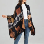 Buddha Stones Tibetan Shawl Deer Vase Geometric Shapes Winter Cozy Travel Scarf Wrap Tibetan Shawl BS 19