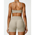 Buddha Stones Gym Sports Yoga Backless Bra Crop Tank Top Shorts 2-Piece Outfit BS 53