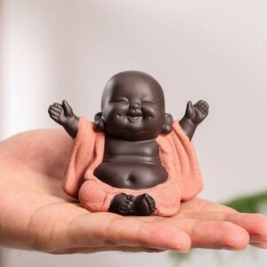 Buddha Stones Always Smiling Laughing Buddha Wealth Luck Purple Clay Maitreya Statue Decoration Decorations BS Always Smiling Laughing Buddha