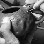 Buddha Stones Handmade Vintage Tree Texture Purple Clay Kung Fu Teapot 220ml Teapot BS 18