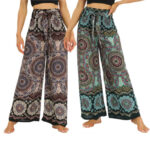 Buddha Stones Boho Mandala Print Lace-up Wide Leg Pants Women's Yoga Pants Women's Wide Leg Pants BS main