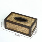 Buddha Stones Handmade Bamboo Woven Wood Tissue Box Wooden Tissue Holder Wipes Boxes Decoration Decorations BS 26.5*14.6*10.7cm