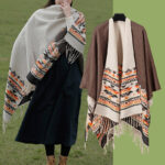 Buddha Stones Tibetan Shawl Colorful Geometry Winter Cozy Travel Scarf Wrap Tibetan Shawl BS 11